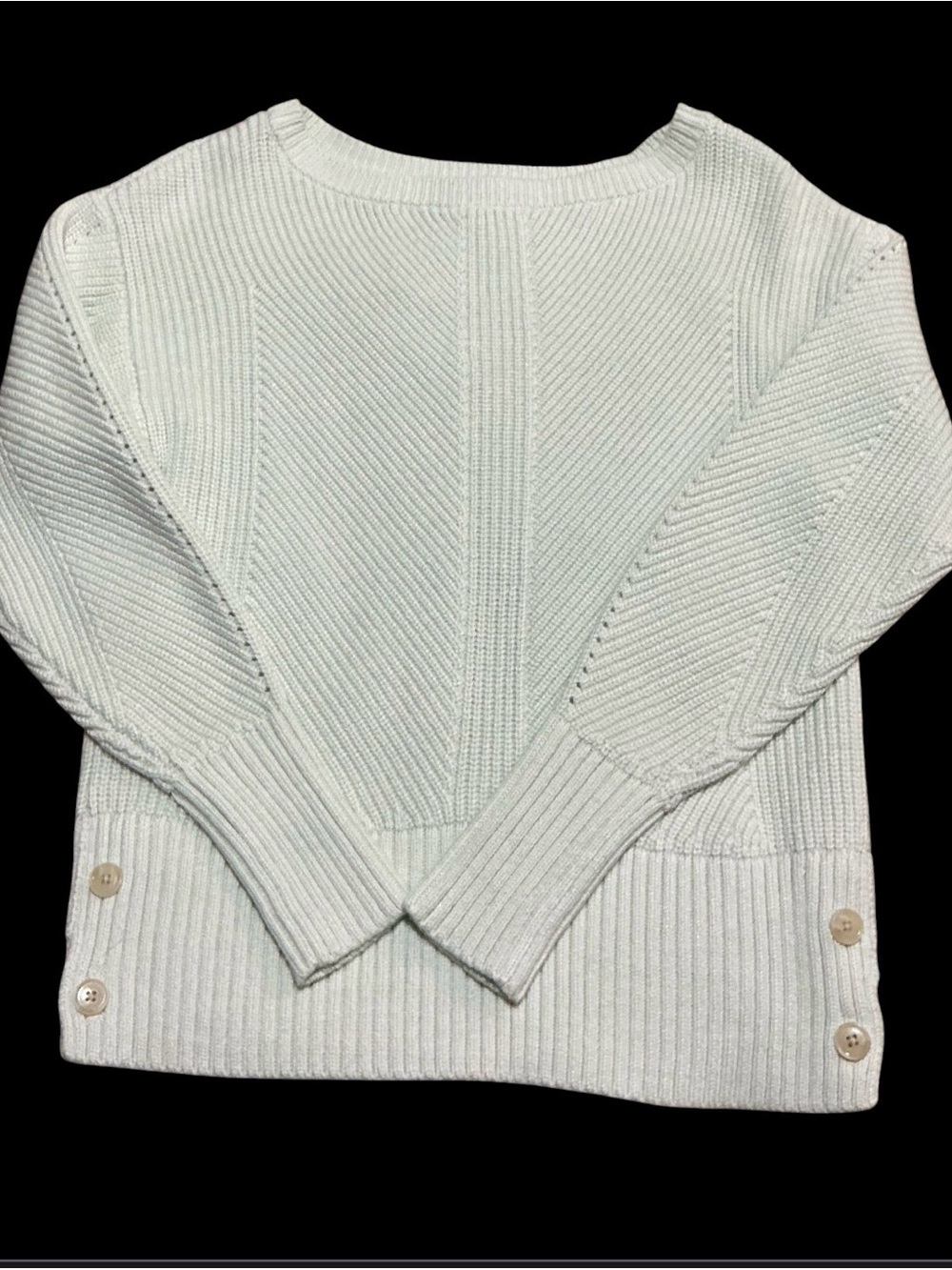 Ann Taylor Textured Crewneck Sweater in Pale Mint
